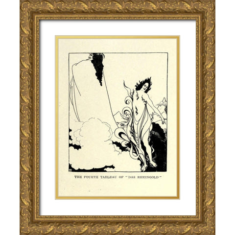 Das Rheingold 1918 Gold Ornate Wood Framed Art Print with Double Matting by Beardsley, Aubrey