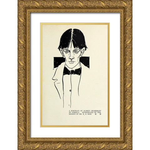 Self-portrait 1918 Gold Ornate Wood Framed Art Print with Double Matting by Beardsley, Aubrey