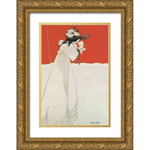 Isolde 1899 Gold Ornate Wood Framed Art Print with Double Matting by Beardsley, Aubrey