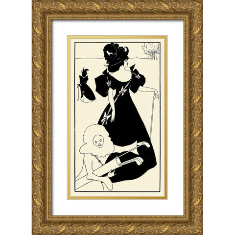 Design for a golf card 1920 Gold Ornate Wood Framed Art Print with Double Matting by Beardsley, Aubrey