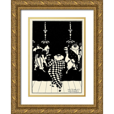Scarlet Pastorale Gold Ornate Wood Framed Art Print with Double Matting by Beardsley, Aubrey