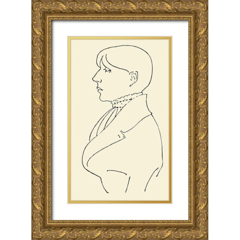 Self-portrait Gold Ornate Wood Framed Art Print with Double Matting by Beardsley, Aubrey