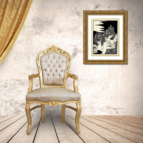 A Snare of Vintage Gold Ornate Wood Framed Art Print with Double Matting by Beardsley, Aubrey