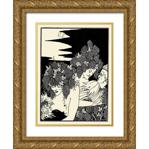 A Snare of Vintage Gold Ornate Wood Framed Art Print with Double Matting by Beardsley, Aubrey