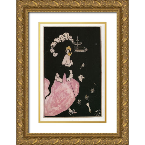 Messalina returning home Gold Ornate Wood Framed Art Print with Double Matting by Beardsley, Aubrey
