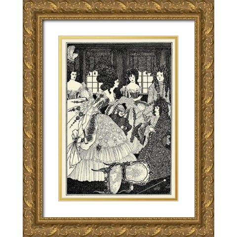 Rape of the Lock 1896 - Beaux and Belles Gold Ornate Wood Framed Art Print with Double Matting by Beardsley, Aubrey