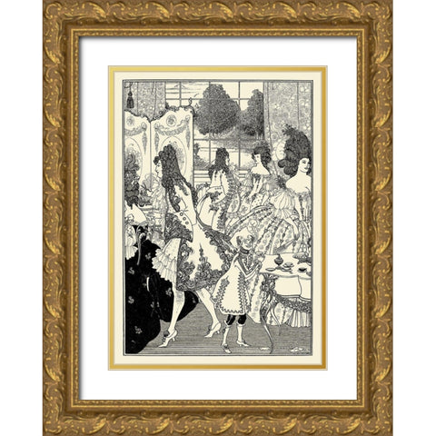 Rape of the Lock 1896 - Rape of the Lock Gold Ornate Wood Framed Art Print with Double Matting by Beardsley, Aubrey