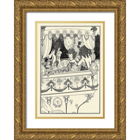 Rape of the Lock 1896 - The Barge Gold Ornate Wood Framed Art Print with Double Matting by Beardsley, Aubrey