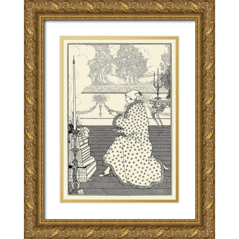 Rape of the Lock 1896 - The Barons prayer Gold Ornate Wood Framed Art Print with Double Matting by Beardsley, Aubrey