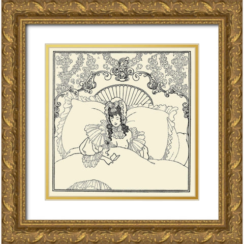 Rape of the Lock 1896 - The Billet-doux Gold Ornate Wood Framed Art Print with Double Matting by Beardsley, Aubrey