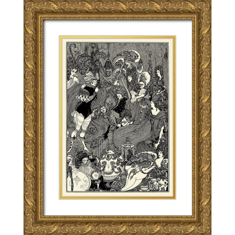 Rape of the Lock 1896 - The Cave of Spleen Gold Ornate Wood Framed Art Print with Double Matting by Beardsley, Aubrey