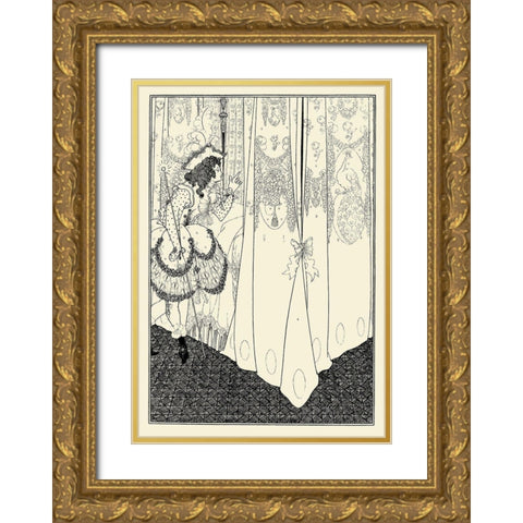 Rape of the Lock 1896 - The Dream Gold Ornate Wood Framed Art Print with Double Matting by Beardsley, Aubrey