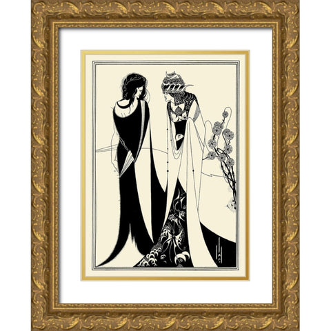 Salome 1894 - John and Salome Gold Ornate Wood Framed Art Print with Double Matting by Beardsley, Aubrey