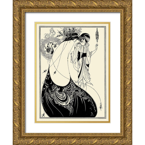 Salome 1894 - Peacock skirt Gold Ornate Wood Framed Art Print with Double Matting by Beardsley, Aubrey