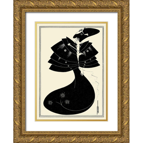 Salome 1894 - The Black cape Gold Ornate Wood Framed Art Print with Double Matting by Beardsley, Aubrey