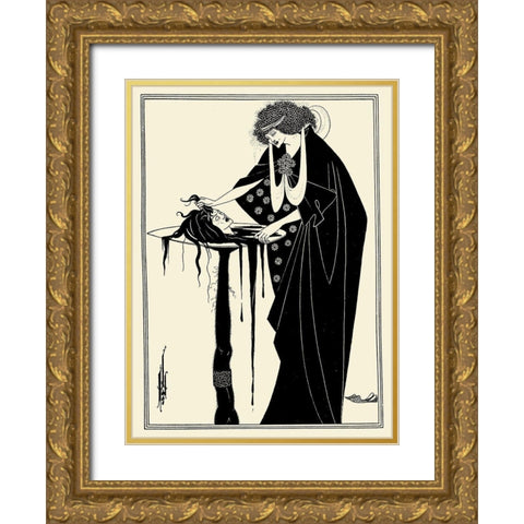 Salome 1894 - The Dancers Reward Gold Ornate Wood Framed Art Print with Double Matting by Beardsley, Aubrey