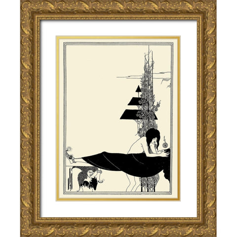 Salome 1894 - The Platonic lament Gold Ornate Wood Framed Art Print with Double Matting by Beardsley, Aubrey