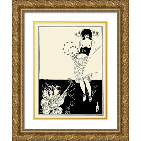 Salome 1894 - The Stomach Dance Gold Ornate Wood Framed Art Print with Double Matting by Beardsley, Aubrey