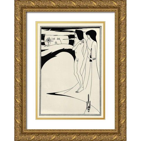 Salome 1894 - Woman in the Moon Gold Ornate Wood Framed Art Print with Double Matting by Beardsley, Aubrey