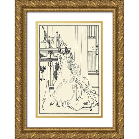 Savoy 1896 Vol.3 - Ballad of a Barber Gold Ornate Wood Framed Art Print with Double Matting by Beardsley, Aubrey