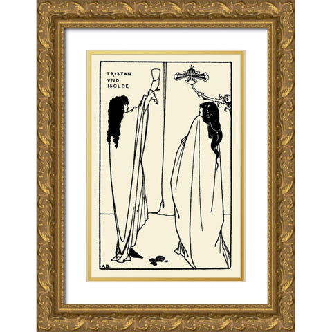 Savoy 1896 Vol.7 - Tristan and Isolde Gold Ornate Wood Framed Art Print with Double Matting by Beardsley, Aubrey