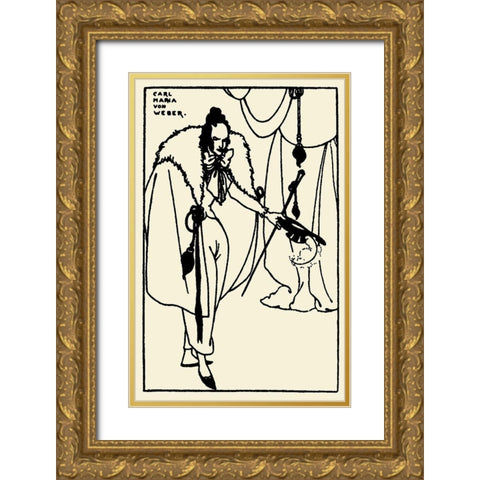 Savoy 1896 Vol.8 - Carl Maria von Weber Gold Ornate Wood Framed Art Print with Double Matting by Beardsley, Aubrey