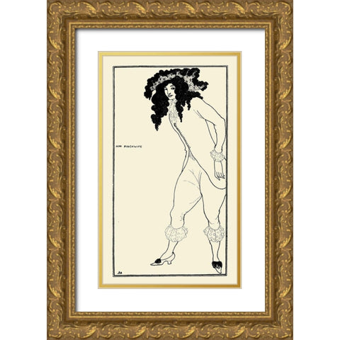 Savoy 1896 Vol.8 - Mrs Pinchwife Gold Ornate Wood Framed Art Print with Double Matting by Beardsley, Aubrey