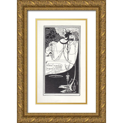 Salome - I have kissed thy mouth Gold Ornate Wood Framed Art Print with Double Matting by Beardsley, Aubrey