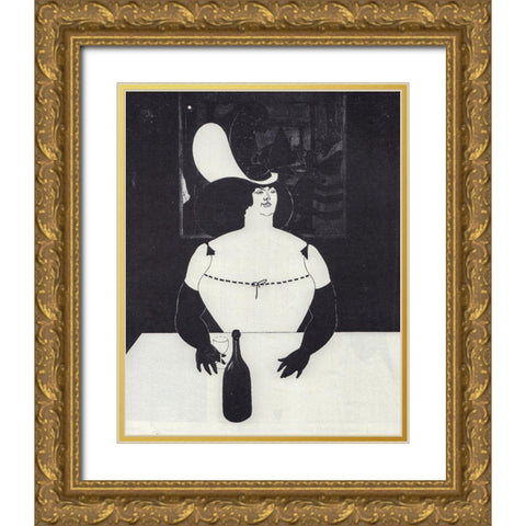 To-day 1894 - The Fat Woman Gold Ornate Wood Framed Art Print with Double Matting by Beardsley, Aubrey