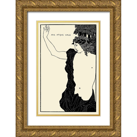 Under the Hill 1903 - Ave Atque Vale Gold Ornate Wood Framed Art Print with Double Matting by Beardsley, Aubrey