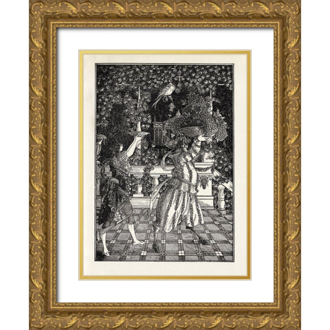 Under the Hill 1903 - Fruit Bearers Gold Ornate Wood Framed Art Print with Double Matting by Beardsley, Aubrey