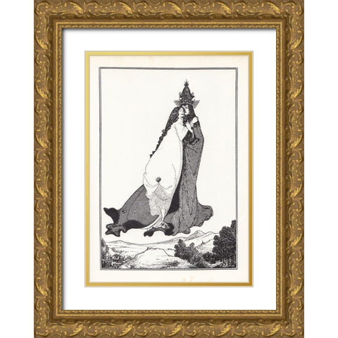 Under the Hill 1903 - St. Rose of Lima Gold Ornate Wood Framed Art Print with Double Matting by Beardsley, Aubrey