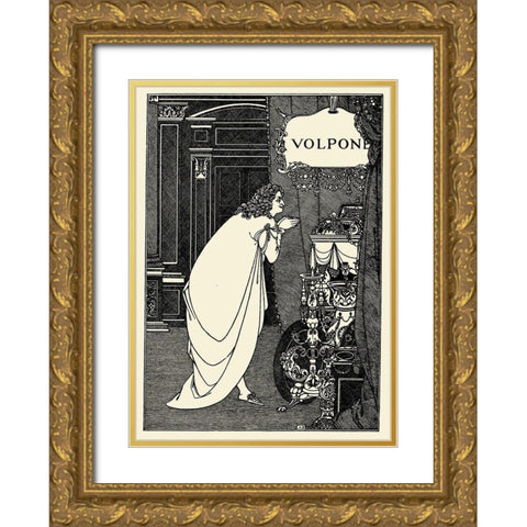 Volpone 1898 - Frontispiece Gold Ornate Wood Framed Art Print with Double Matting by Beardsley, Aubrey