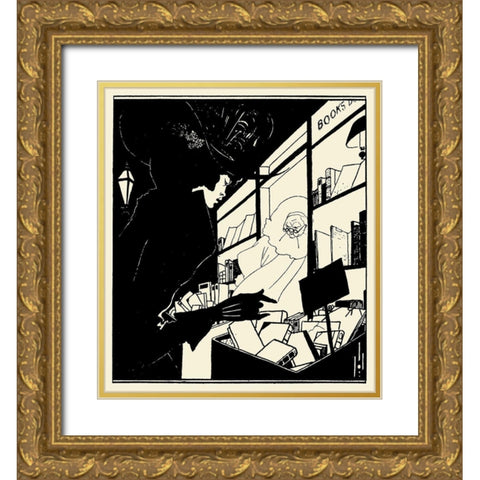 Yellow Book 1894 Vol.1 - BW Gold Ornate Wood Framed Art Print with Double Matting by Beardsley, Aubrey