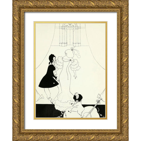 Yellow Book 1894 Vol.2 - Marionettes 2 Gold Ornate Wood Framed Art Print with Double Matting by Beardsley, Aubrey