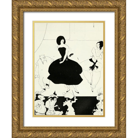 Yellow Book 1894 Vol.2 - Marionettes 3 Gold Ornate Wood Framed Art Print with Double Matting by Beardsley, Aubrey