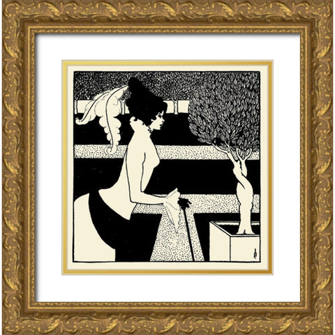 Yellow Book 1894 Vol.2 - Title page Gold Ornate Wood Framed Art Print with Double Matting by Beardsley, Aubrey