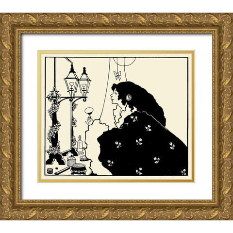 Yellow Book 1894 Vol.3 - Front cover Gold Ornate Wood Framed Art Print with Double Matting by Beardsley, Aubrey