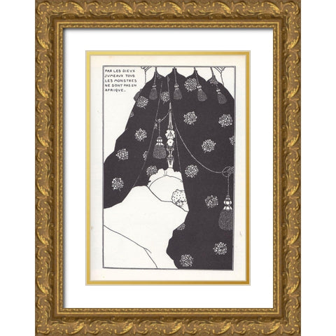 Yellow Book 1894 Vol.3 - Portrait of himself Gold Ornate Wood Framed Art Print with Double Matting by Beardsley, Aubrey