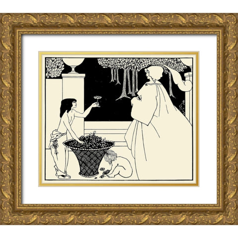Yellow Book 1895 Vol.4 - Front cover Gold Ornate Wood Framed Art Print with Double Matting by Beardsley, Aubrey