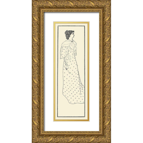 Yellow Book 1895 Vol.4 - Miss Winifred Emery Gold Ornate Wood Framed Art Print with Double Matting by Beardsley, Aubrey