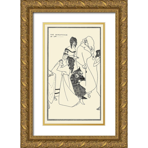 Yellow Book 1895 Vol.4 - Repentence of Mrs Gold Ornate Wood Framed Art Print with Double Matting by Beardsley, Aubrey