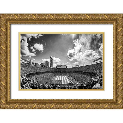 Carolina Panthers Military Appreciation Football Game Gold Ornate Wood Framed Art Print with Double Matting by South Carolina Picture Archive