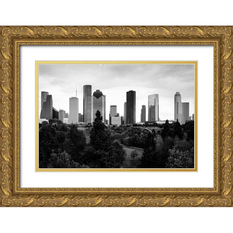 Houston-Texas Skyline II Gold Ornate Wood Framed Art Print with Double Matting by Highsmith, Carol