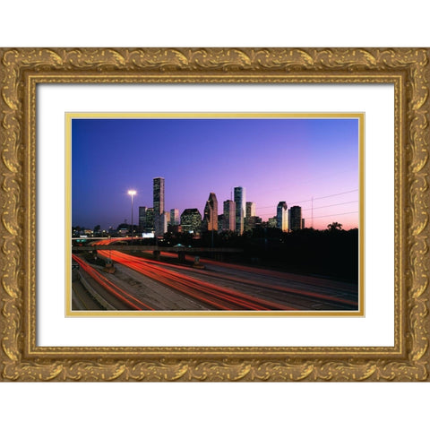 Houston-Texas Skyline III Gold Ornate Wood Framed Art Print with Double Matting by Highsmith, Carol