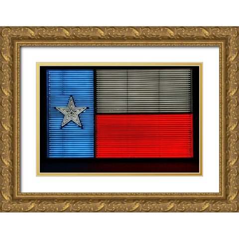 Neon Texas Flag at University of Texas at San Antonio Gold Ornate Wood Framed Art Print with Double Matting by Highsmith, Carol