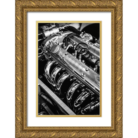 Classic Car Engine Gold Ornate Wood Framed Art Print with Double Matting by Vintage Photo Archive