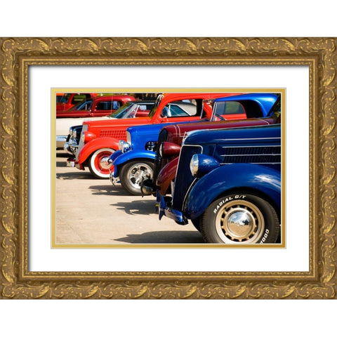 Classic Car Show Gold Ornate Wood Framed Art Print with Double Matting by Vintage Photo Archive