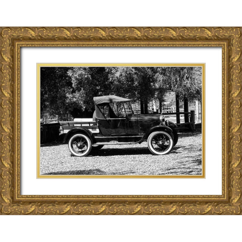 Classic Flat Bed Truck Gold Ornate Wood Framed Art Print with Double Matting by Vintage Photo Archive