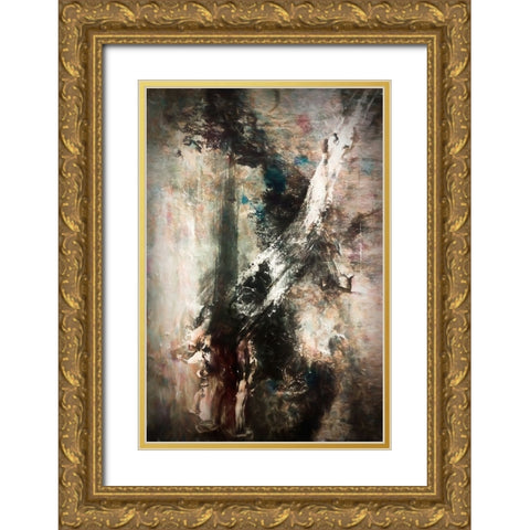 Shadow Figures Gold Ornate Wood Framed Art Print with Double Matting by Alpenglow Workshop
